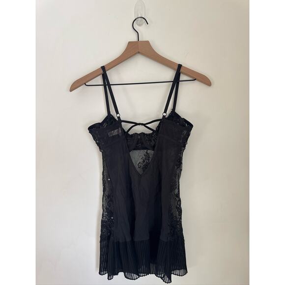 Victoria's Secret Vintage Black Lace Sheer Sequin Corset Camisole Lingerie - 36B - Picture 4 of 7